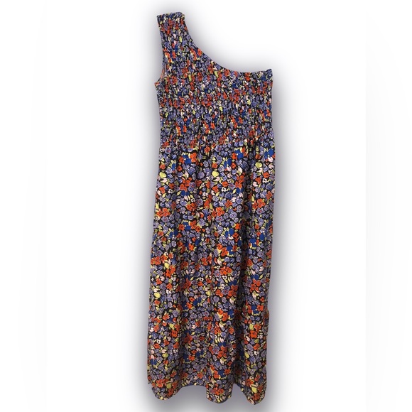 Guzom One Shoulder Mesh Wave Floral Sleeveless Long Midi Dress | women's size L - Picture 4 of 7
